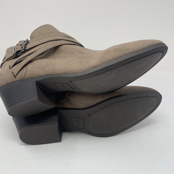 Style & Co Willoww 10008424200 Ankle Bootie Women 10 Taupe Side Zip Buckle S0546 - Picture 7 of 10